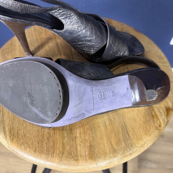 Donald J. Pliner Dark Silver Slingback Heels with Crisscross Straps, Size 11 - Picture 8 of 8
